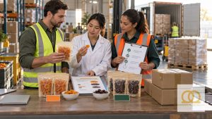 Buyer and supplier approving a dried-fruit change before shipment