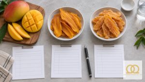 Comparison of fresh mango, unsweetened dried mango and sweetened dried mango samples
